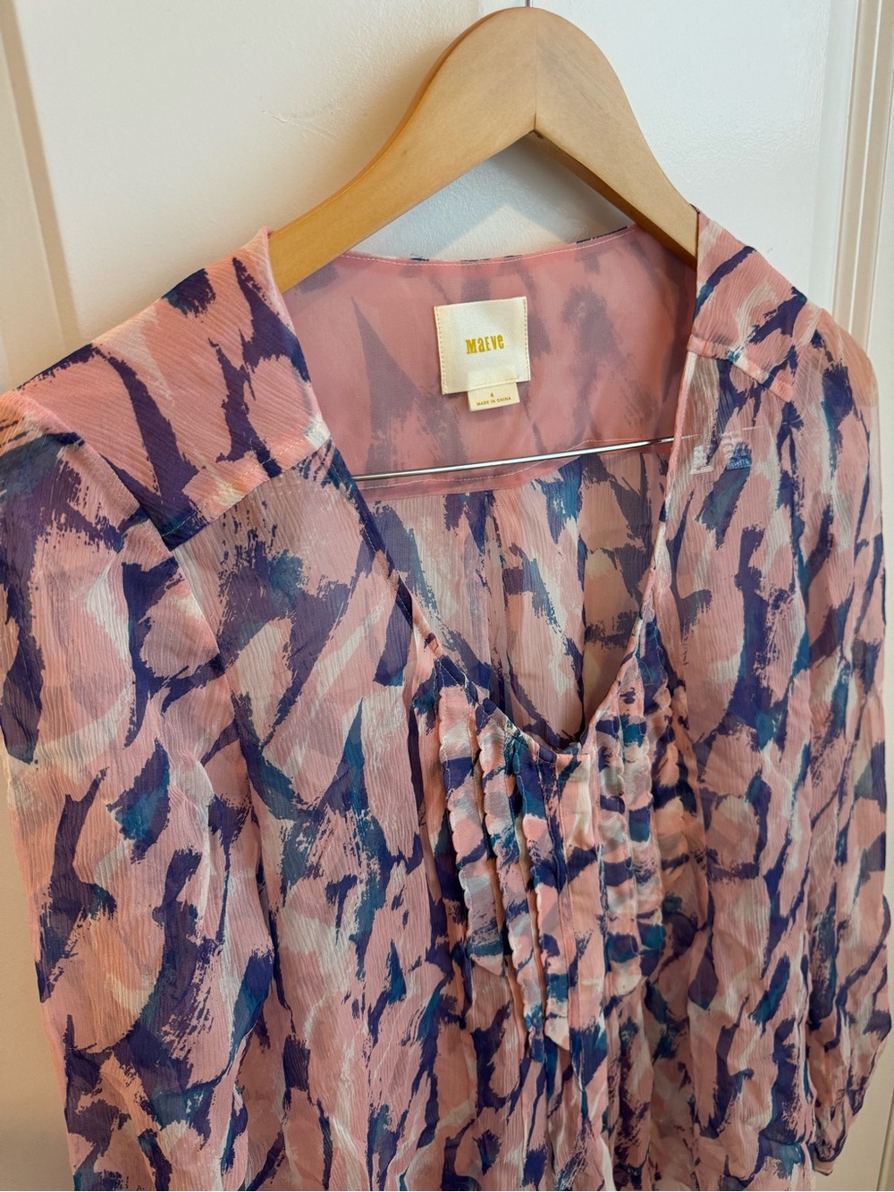Maeve Anthropologie Painted Print Silk Blouse